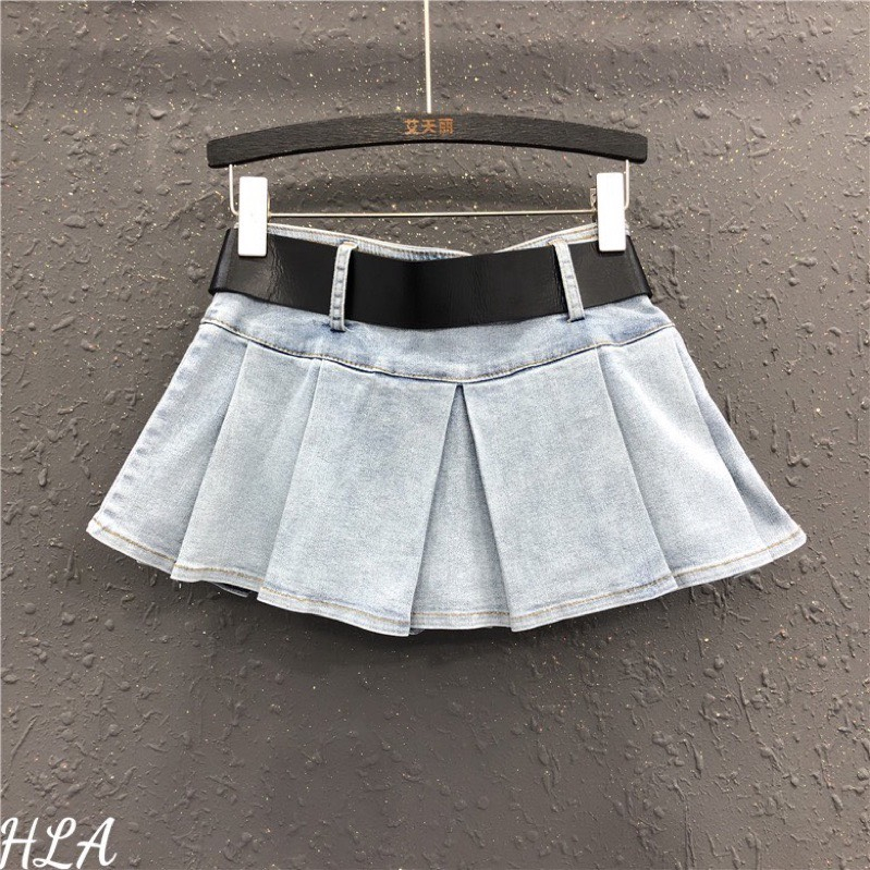 Chân váy mini denim jeans kèm belt S QCL1 LuciK Shop CV0026