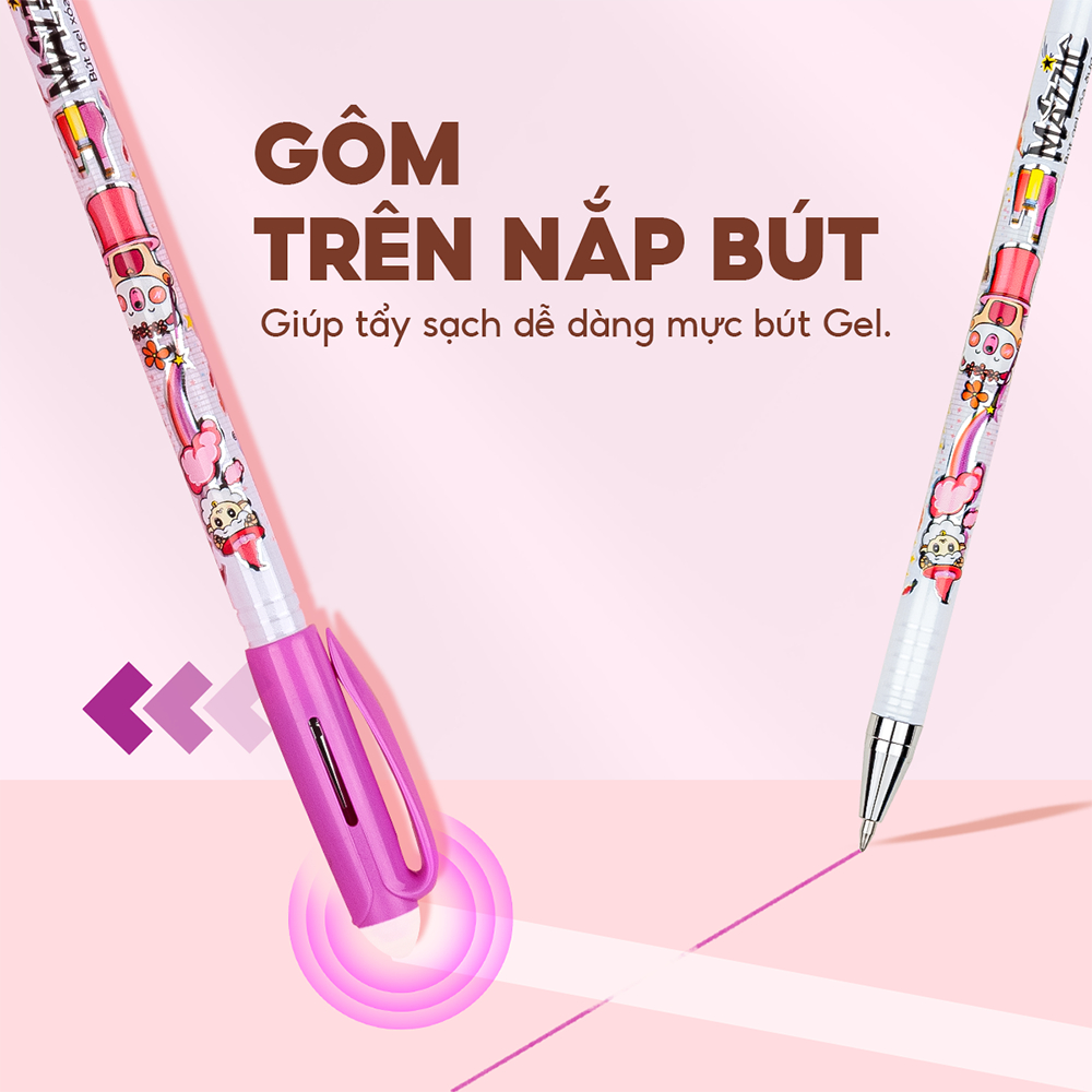 Combo 20 Bút Gel xóa được Thiên Long TP-GELE01 ngòi 0.5mm mực xanh/đen/tím bút viết trơn mượt, có gôm trên nắp