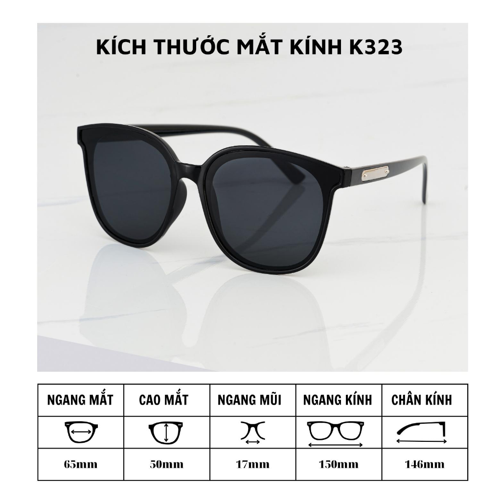 Kính thời trang nam màu đen chống nắng, mắt kính râm chống tia uv400 K323 Si_Kinh