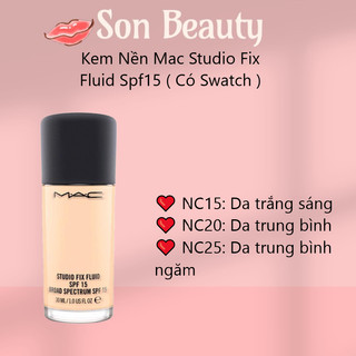 Kem Nền Mac Studio Fix Fluid Spf15 ( Có Swatch ) - Chính Hãng Có Tem Phụ Tiếng Việt.