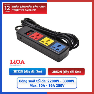 Ổ cắm kéo dài đa năng lioa 3d32n/3d52n công suất lớn 3 ổ cắm bảo vệ quá tải - gia dụng quận 8