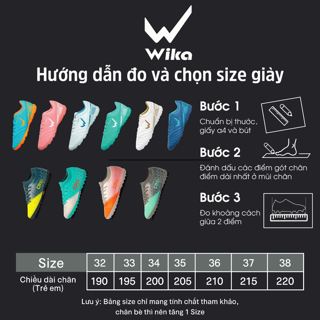 Giày Bóng Đá Trẻ Em Wika CP10 Chính Hãng, Giày Công Phượng Trẻ Em Cho Các Bé Thỏa Sức Đam Mê