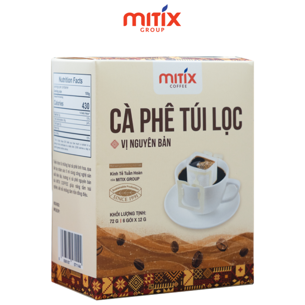 Cà phê túi lọc Mitix hộp 72g (6 gói x 12g)