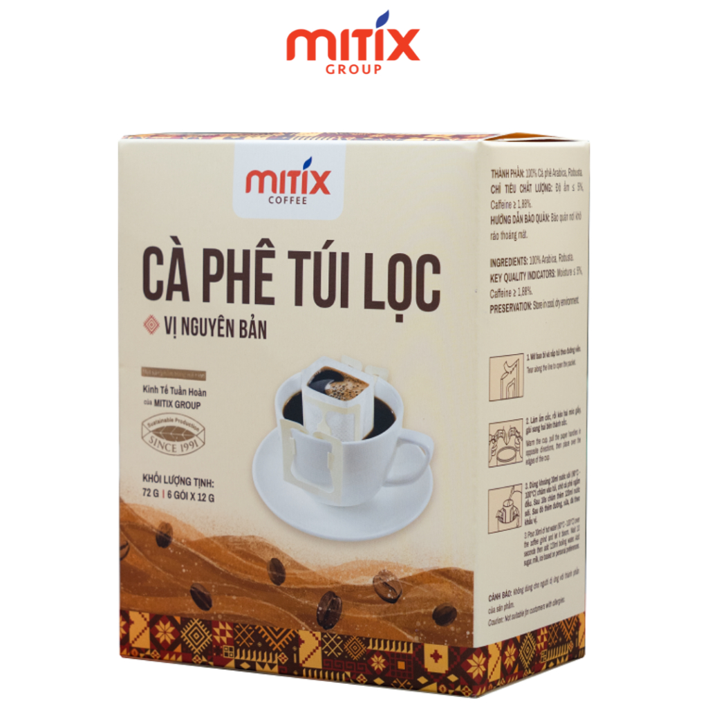 Cà phê túi lọc Mitix hộp 72g (6 gói x 12g)