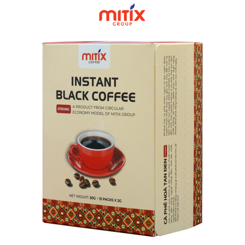Cà phê hòa tan đen Mitix, hộp 30g nguyên chất, hương vị nguyên bản.