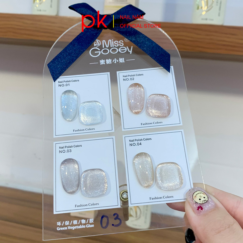 Set sơn mắt mèo kim cương 4 màu số 3 Miss Gooey tặng kèm bảng màu