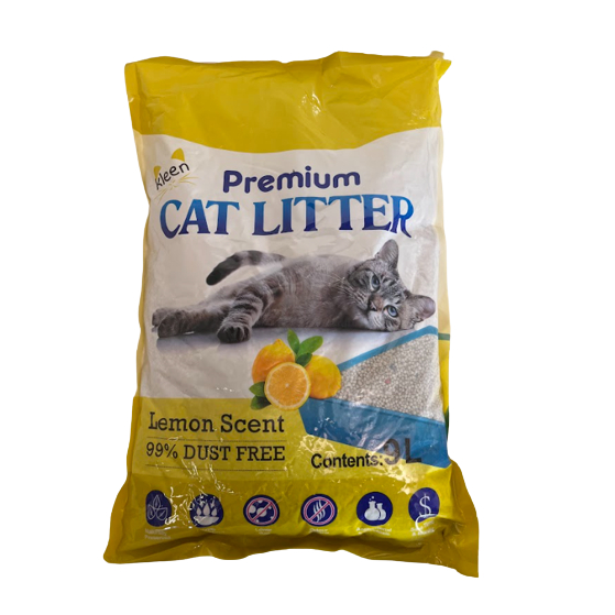 Combo 5 túi Cát Vệ Sinh Cho Mèo 9l - 4kg, Cát Mèo Vệ Sinh Khử Mùi Diệt Khuẩn Premium Cat Litter Kleen - CM03