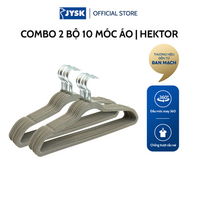 Bộ móc áo | JYSK Hektor | bọc nhung màu xám | 45x24x0.5cm