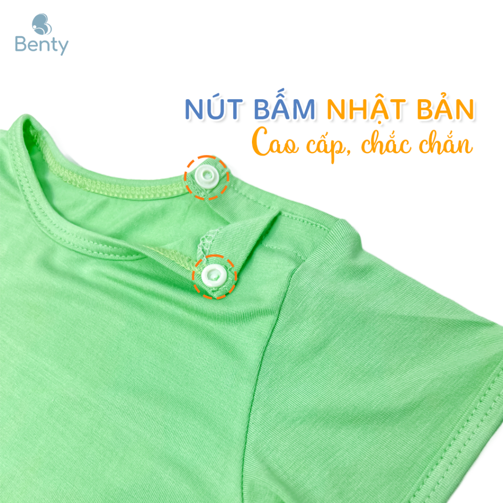 Body chip cài vai in hình BT003 BENTY cotton mềm mịn an toàn da cho bé size sơ sinh đến 18 tháng