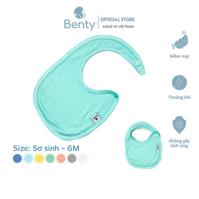 Yếm tập ăn BENTY 2 lớp trơn basic unisex cao cấp an toàn da bé, bộ yếm cho bé trai, bé gái