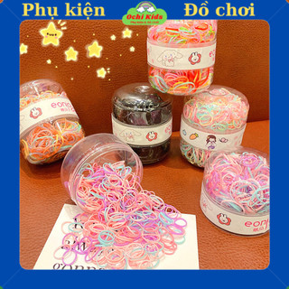 Hộp 800 chun buộc tóc, nịt buộc tóc, dây cột tóc nhiều màu dành cho bé gái