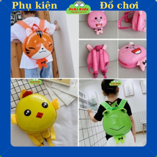 Balo hình thú nắp nhựa chống va đập, cặp đi học bé trai gái mầm non, balo trứng hoạt hình Ochi Kids