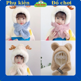 Set khăn mũ tai hươu 2in1 cho bé, Combo khăn mũ bông siêu đáng yêu.