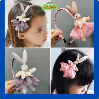 Xước tóc, bờm cài tóc thỏ bông đáng yêu, turban, băng đô, xược cài tóc cho bé gái Ochi kids