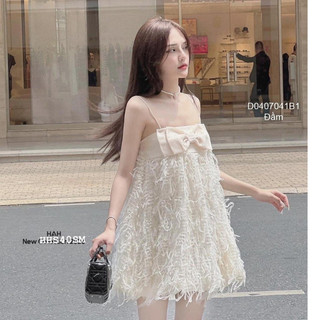 Đầm tua rua xòe 2 dây phối nơ ngực cực xinh!