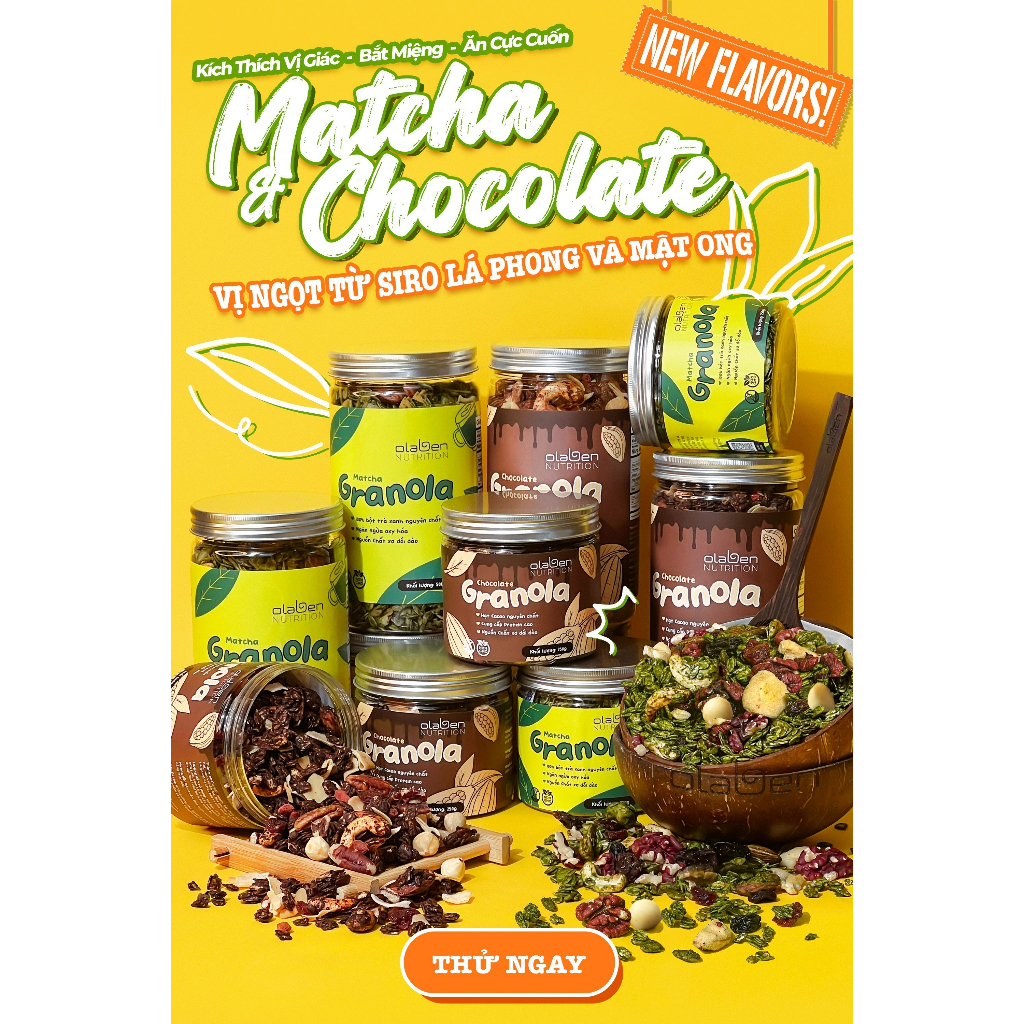 Granola Olaben Nutrition (Vị Mới Matcha & Chocolate)