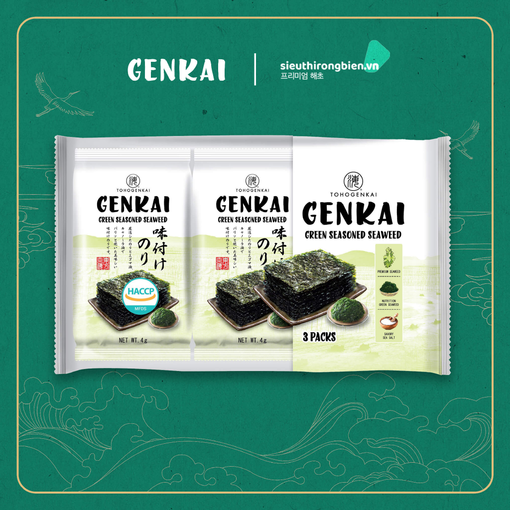 Combo Rong biển ăn liền cho bé vị lá xanh và truyền thống, chính hãng GENKAI