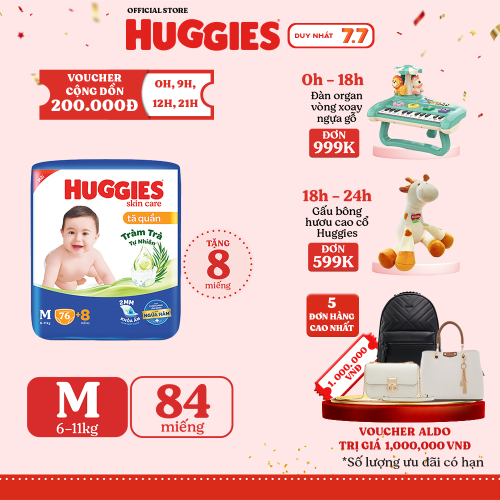 Tã quần Huggies Skincare Super Jumbo M76/L68/XL60/XXL54+8