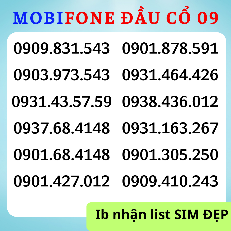 Sim Mobifone số đẹp 07, giá rẻ, Sim mới đăng ký tạo được các tài khoản, Đuôi Thần Tài 39, 79 {ĐK chính chủ, Esim: FREE}