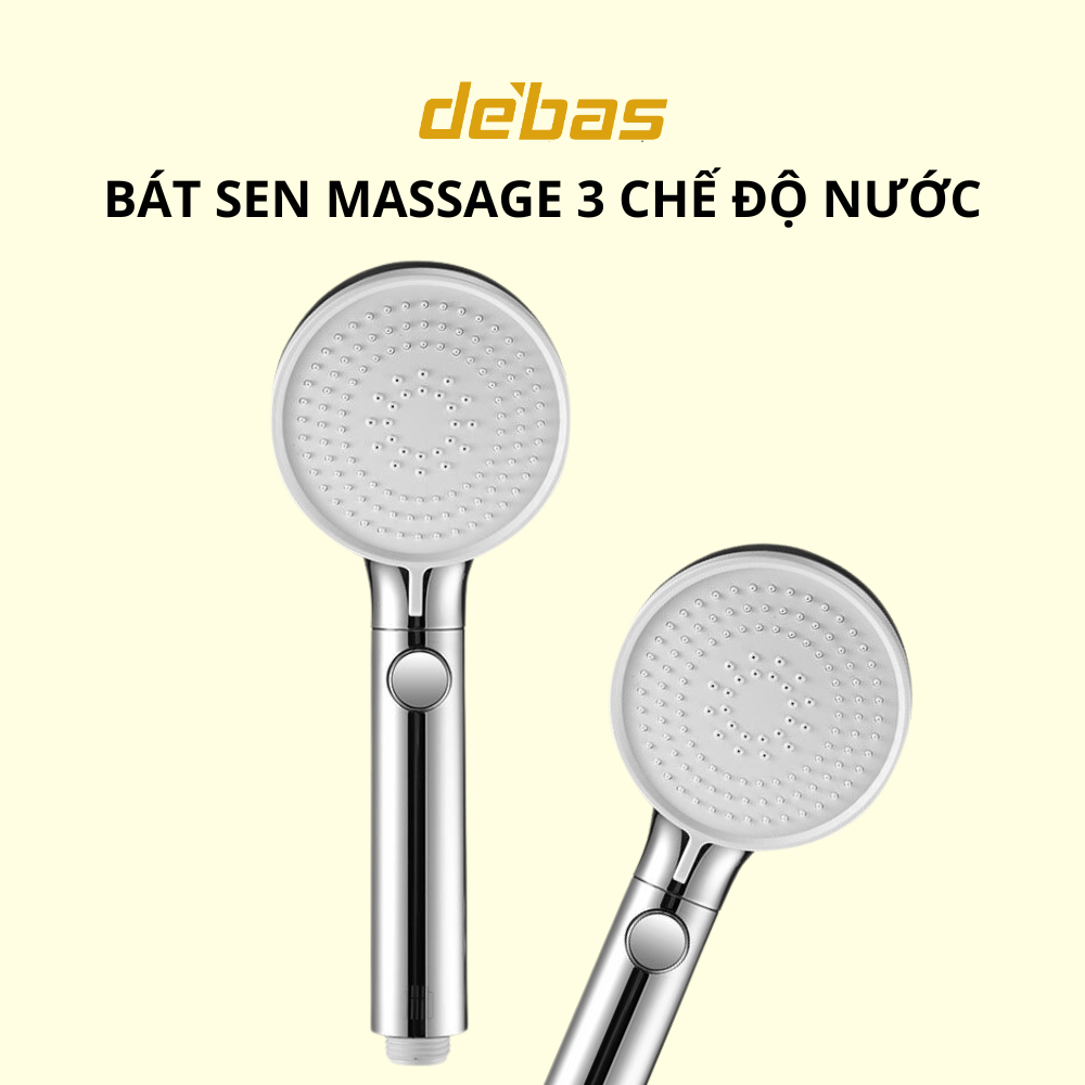 Vòi sen tắm nóng lạnh tăng áp kết hợp 3 chế độ massage bát tay sen tắm cao cấp dây sen inox và cài sen dán Debas TS40