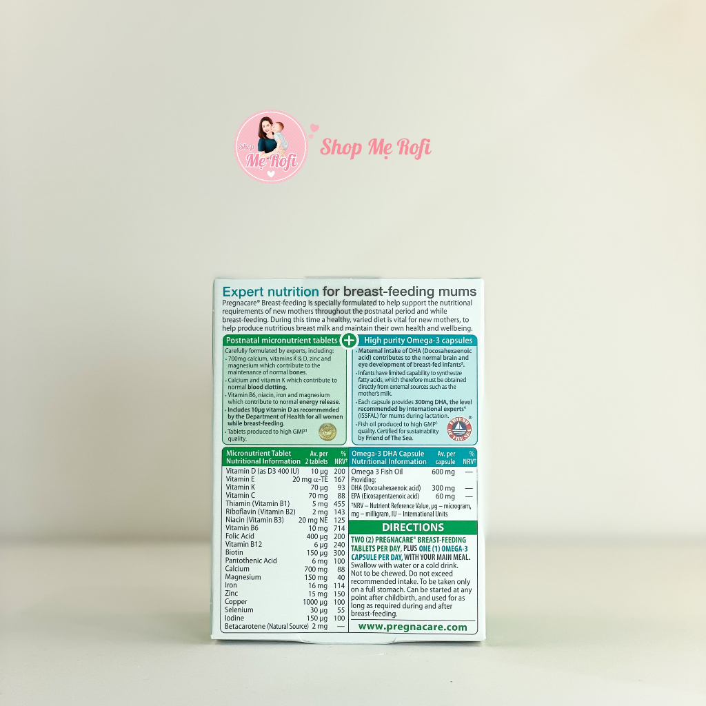 Viên Uống Vitamin Tổng Hợp Pregnacare Breast-feeding Vitabiotics Cho Phụ Nữ Sau Sinh 84 viên Mẹ Rofi
