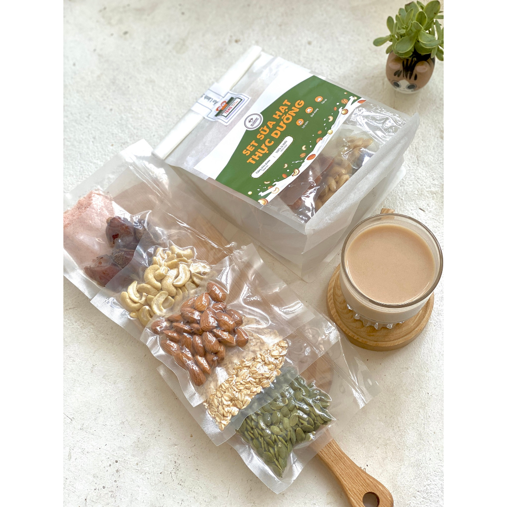 Set sữa hạt thực dưỡng DK Harvest -  set hạt nấu sữa mix sẵn, không chất bảo quản (tặng kèm muối hồng và chà là)