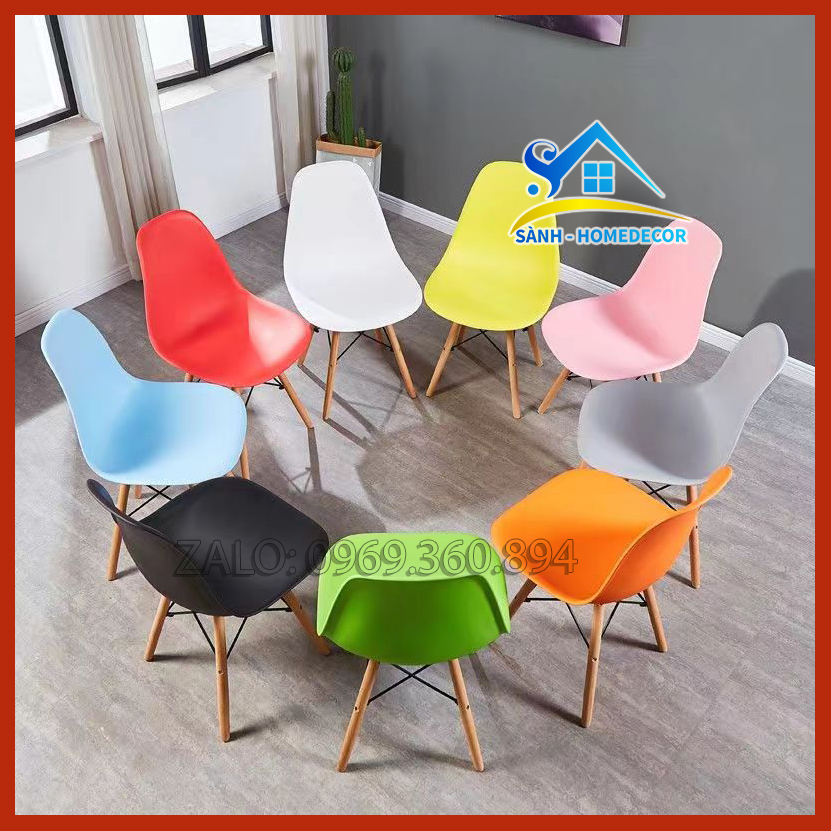 Ghế Eames chân gỗ cao cấp hàng loại 1 EAMES 001, ghế ngồi học sinh, ghế Eames nhiều màu lựa chọn - by SÀNH DECOR