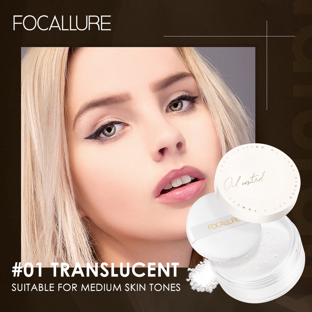 Phấn phủ trang điểm FOCALLURE dạng bột kiềm dầu mềm mại tự nhiên 12g FA201