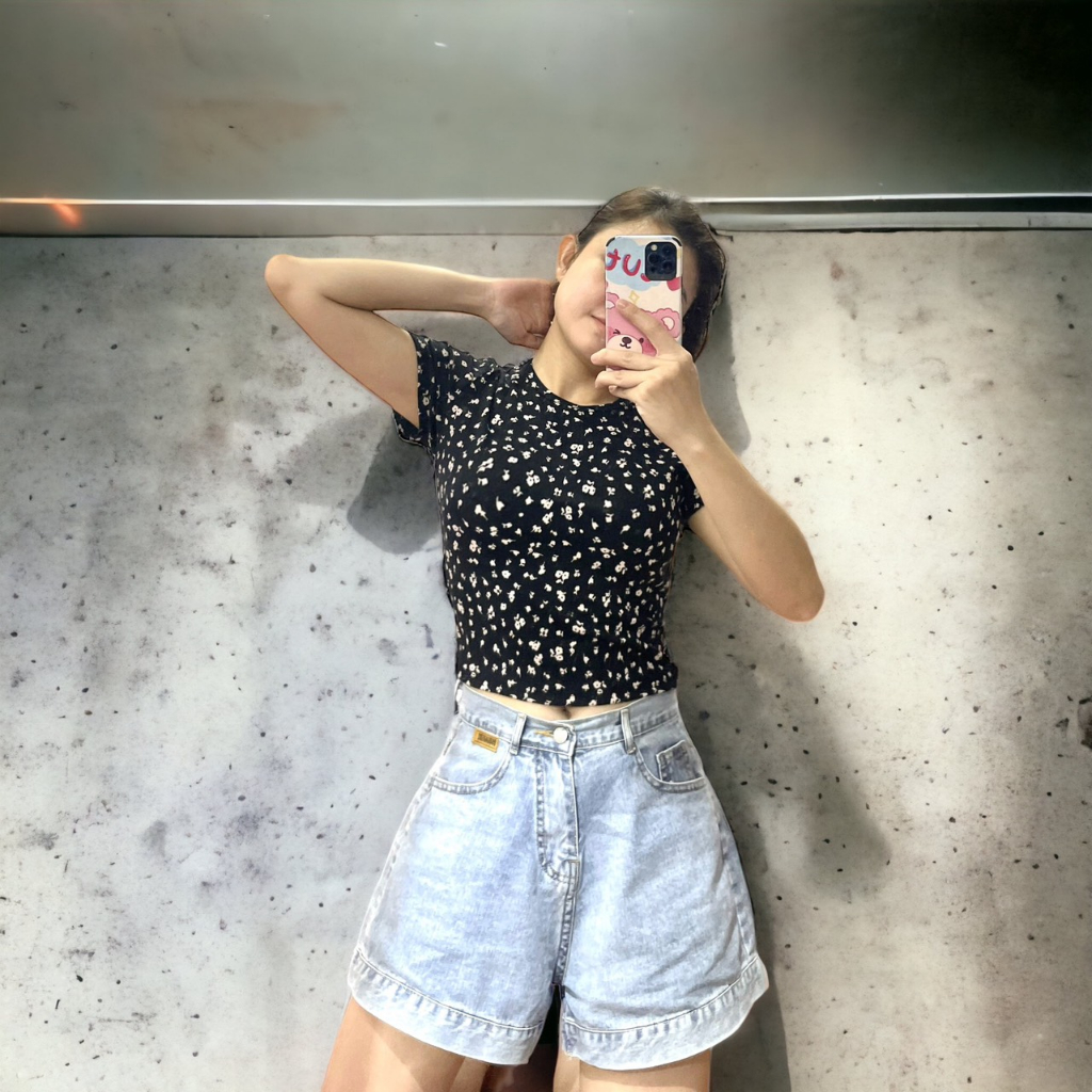 Áo Thun Hoa Nhí Chất Liệu Cotton Hoa Nhí Nâu Nhạt Siêu Mát Mẻ VNXK