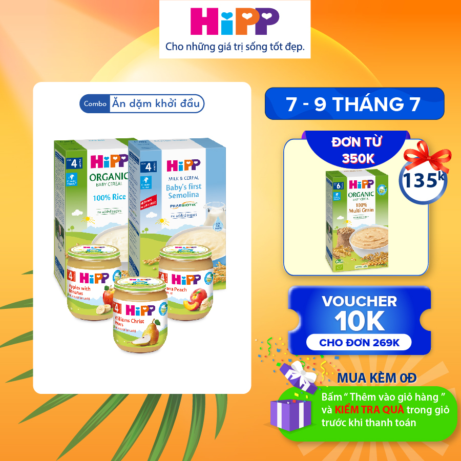 Combo ăn dặm HiPP Organic số 1: Ăn dặm khởi đầu.