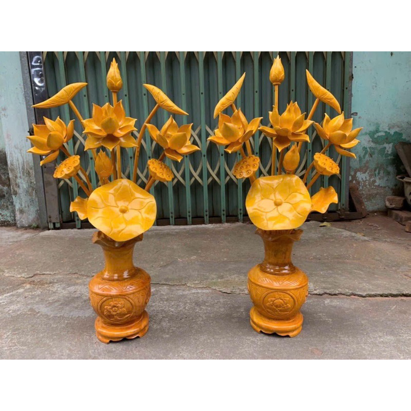 hoa sen gỗ mit 15 cành (1 bình đục)