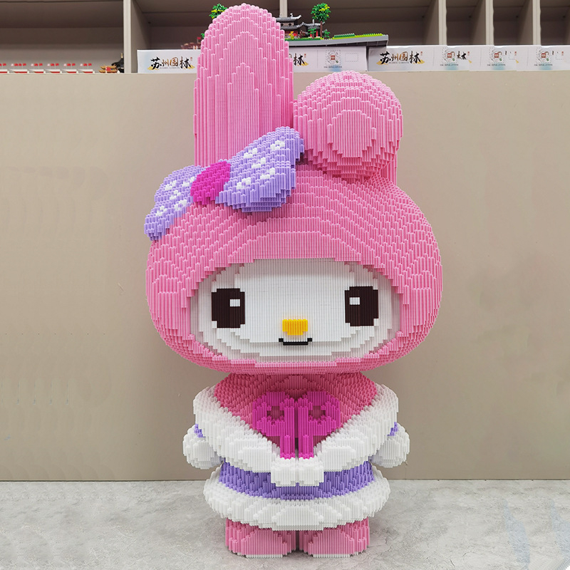 Mô hình Thỏ Melody 55cm , Lắp ráp Kuromi 52cm, Đồ chơi mô hình thỏ hồng melody chuẩn xinz