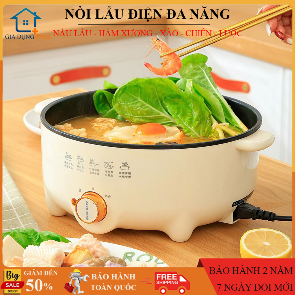Nồi Lẩu Điện Đa Năng Dung Tích 5L Cao Cấp Công Suất Lớn 1300W Lòng Nồi Chống Dính Tuyệt Đối. Bảo Hành 2 Năm Toàn Quốc.
