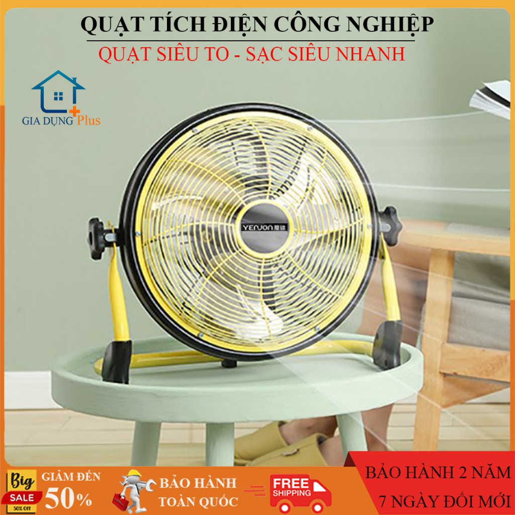 Quạt công nghiệp tích điện, quạt tích điện pin sạc cao cấp sử dụng liên tục 22h. Bảo hành 2 năm, đổi mới 7 ngày nếu lỗi.