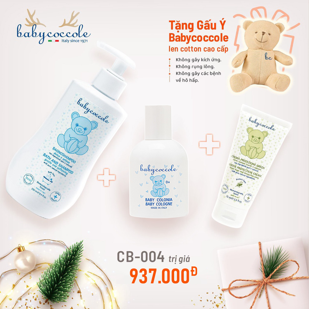 Combo Babycoccole 0M+ tặng kèm gấu Ý và Hộp quà