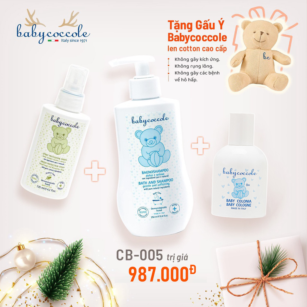 Combo Babycoccole 0M+ tặng kèm gấu Ý và Hộp quà