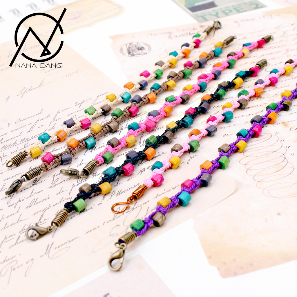 Vòng tay thắt dây Handmade xinh xắn phong cách bohemian phối gỗ cực xinh VCTBL014