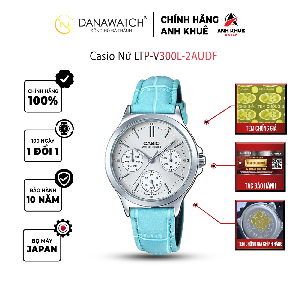 Đồng hồ Casio Nữ chính hãng Casio Nhật Bản LTP-V300L-2AUDF dây da chính hãng chống nước tốt