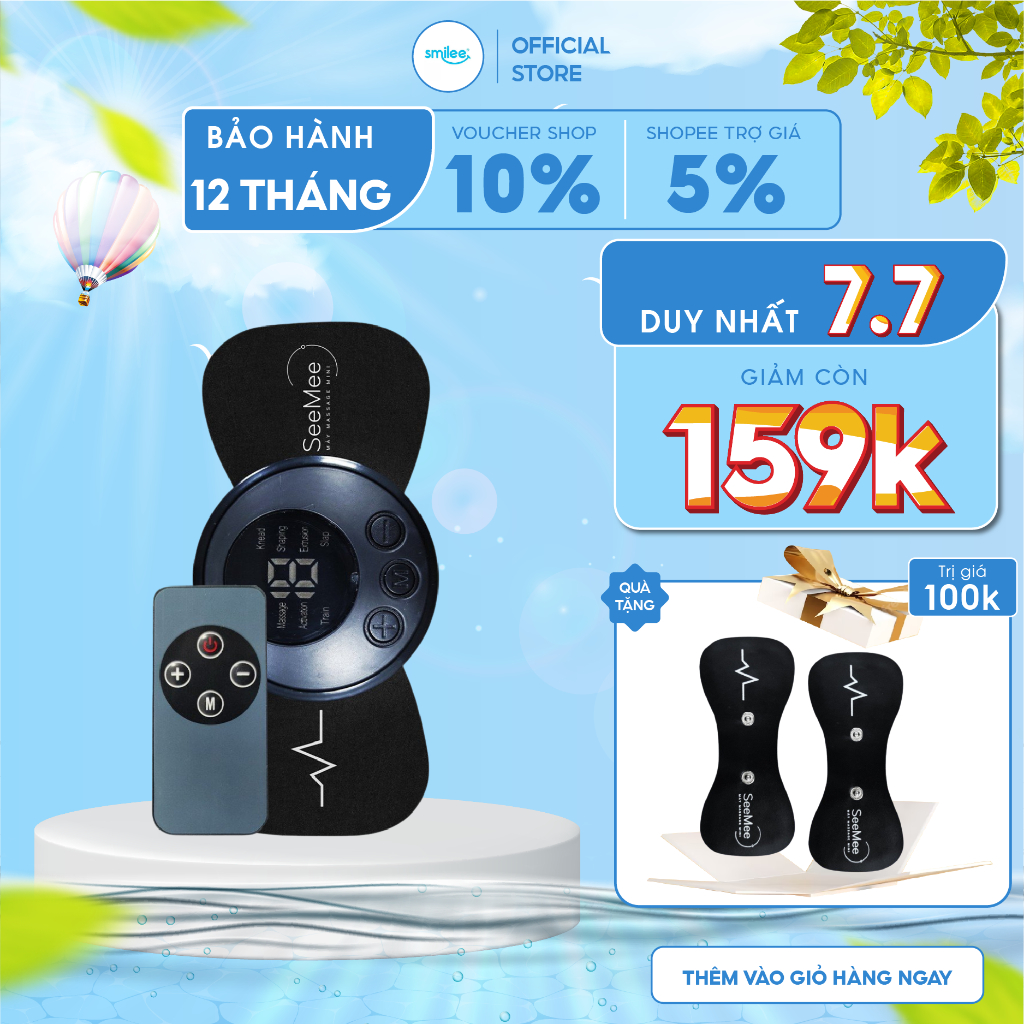 Máy massage cổ vai gáy Smilee, 19 cường độ , Massage lưng, bắp tay, cổ, vai, gáy giúp giảm ê mỏi, lưu thông khí huyết.