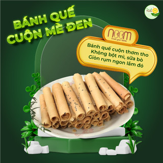 Bánh quế cuộn mè đen noom hộp 230g làm từ bột gạo hữu cơ sinh thái vườn rừng giòn rụm thơm ngon món ăn vặt tuổi thơ