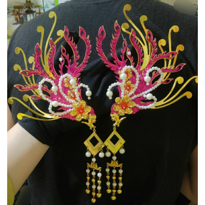 Có 7 màu Đôi ghim mấn phượng hoàng cổ trang tấn màu hầu đồng hầu thánh