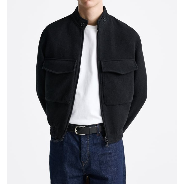 Áo khoác dạ Zara authentic WOOL BLEND BOMBER size S