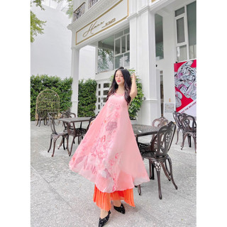Maxi yếm cam phối chân ly chụp sen, du lịch Hội An, Huế