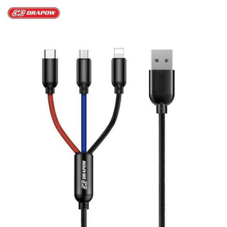Dây cáp sạc 3 đầu sạc nhanh 3.5a cx01 drapow lp - type c - micro sạc cùng lúc 3 thiết bị