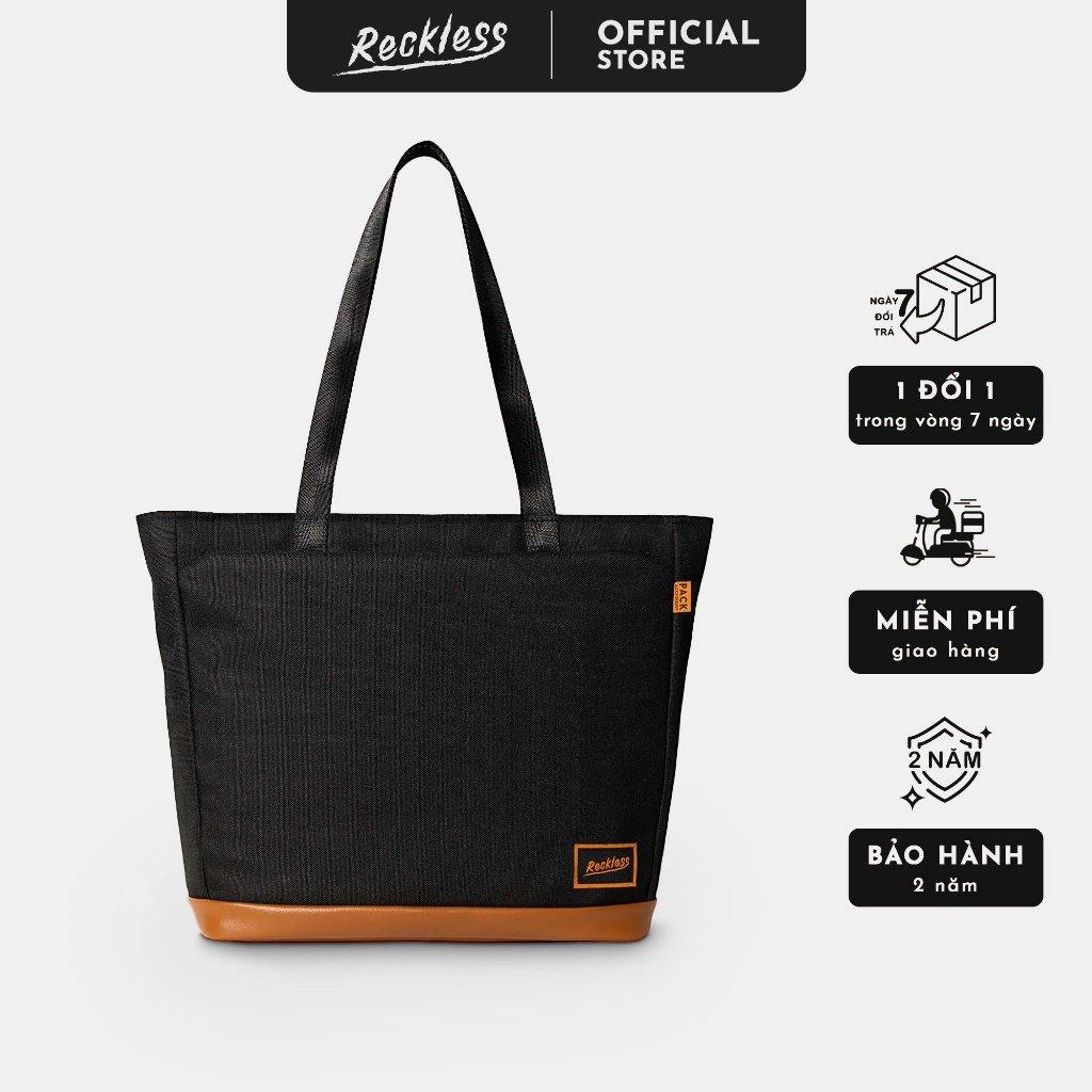 Túi Tote Reckless May Tote - Vải Polyester, Nhiều Ngăn Tiện Ích, Ngăn Laptop 14 Inch