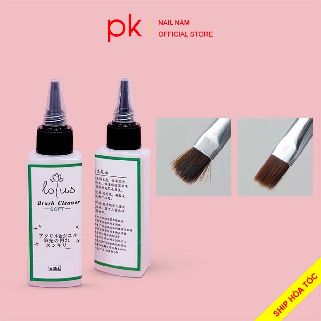 Nước rửa cọ nail Lotus loại xịn chai 60ml, rửa sạch và bảo vệ lông cọ
