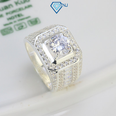 Nhẫn nam bạc thật đính đá sang trọng, nhẫn bạc nam 925 cao cấp NNA0394 - Trang Sức TNJ
