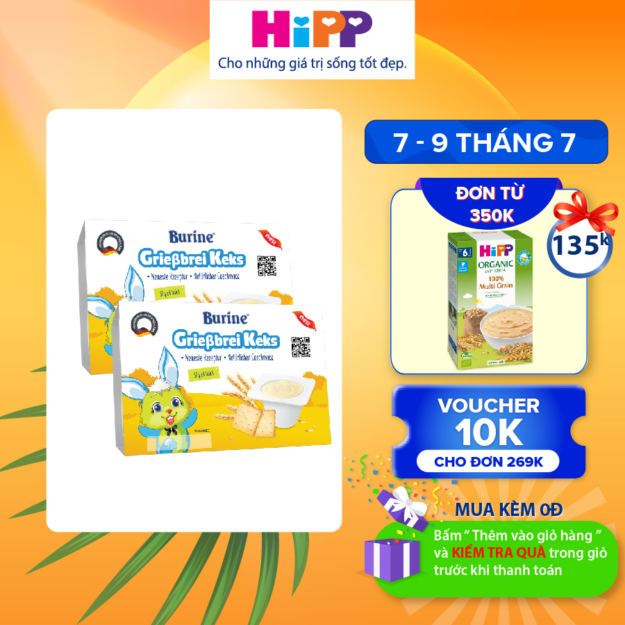 Cháo sữa ăn dặm Burine (HiPP) vị Bích Quy - Nhập khẩu Đức dành cho trẻ từ 6 tháng tuổi