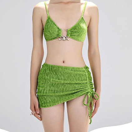 Bộ Đồ Bơi Bikini Ba Mảnh Domino Rút Eo Nhiều Màu Sắc