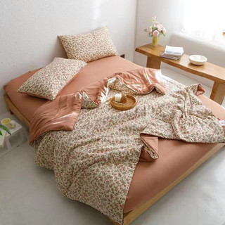 Bộ chăn ga gối đũi bèo nhiệt đới chất mát chăn hè